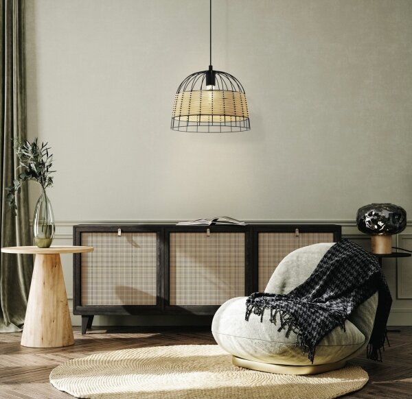 Eglo 55709 - Luster na lanku ANWICK 1xE27/40W/230V ratan