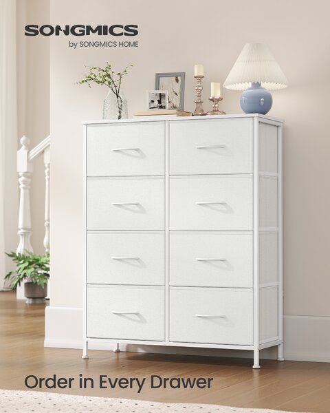 SONGMICS Komoda s 8 látkovými zásuvkami, 77 x 95 x 30 cm, biela