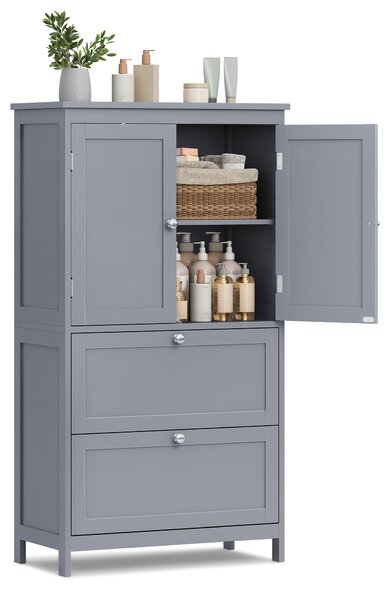 VASAGLE Samostatná kúpeľňová skrinka s 2 zásuvkami a 2 dvierkami 60 x 110 x 30 cm sivá