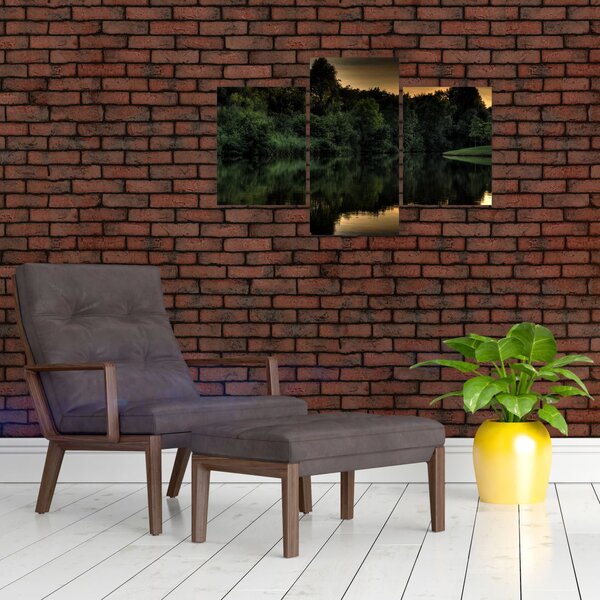 Obraz jazera pri lese (90x60 cm)