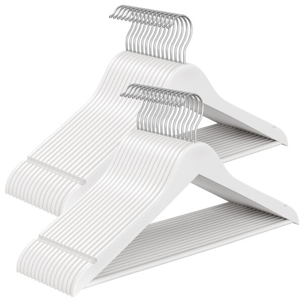 SONGMICS Drevené vešiaky 30 ks, otočné 43 cm, biele