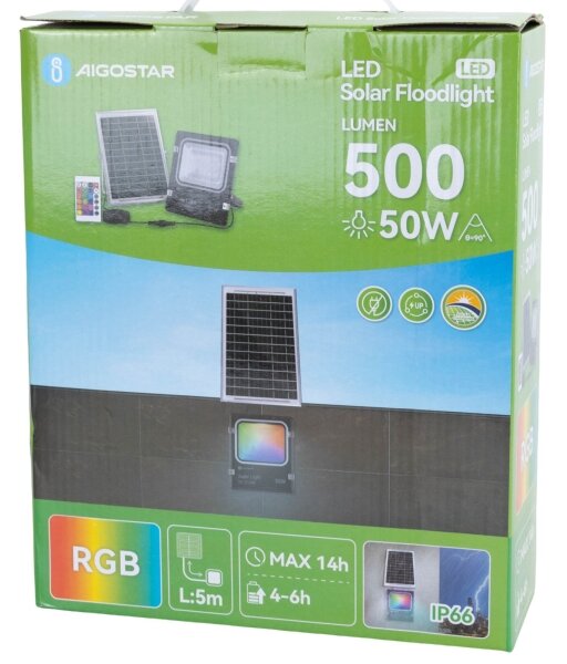 Aigostar - LED RGB Stmievateľný solárny reflektor LED/50W/3,2V IP66 + DO