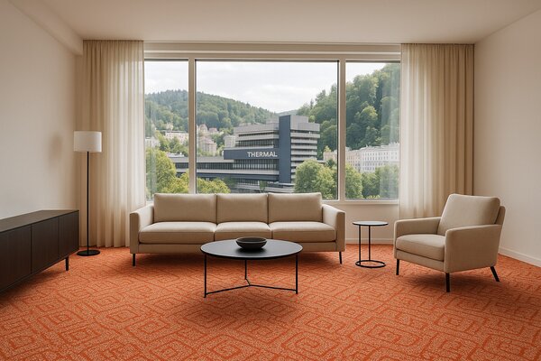ITC , Koberec metráž Bella Marbella 53, na mieru, šíře 3m,4m,5m, oranžová, filc, obývacia izba