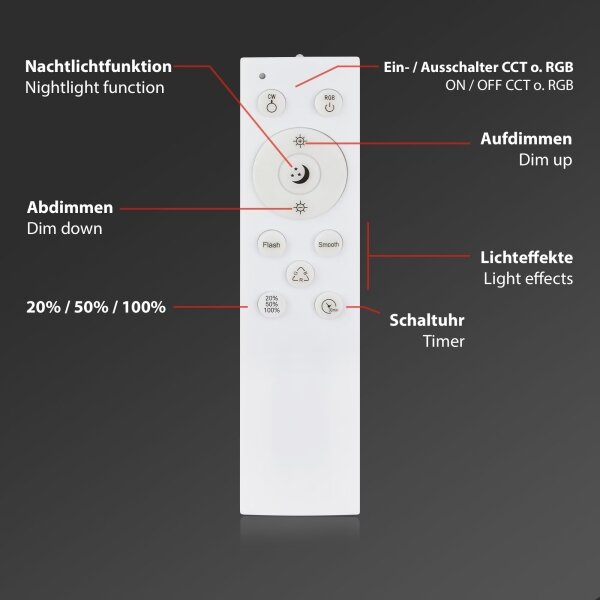 Briloner 3709-014 - LED RGBW Stm. stropné svietidlo LED/22W/230V strieborná + DO
