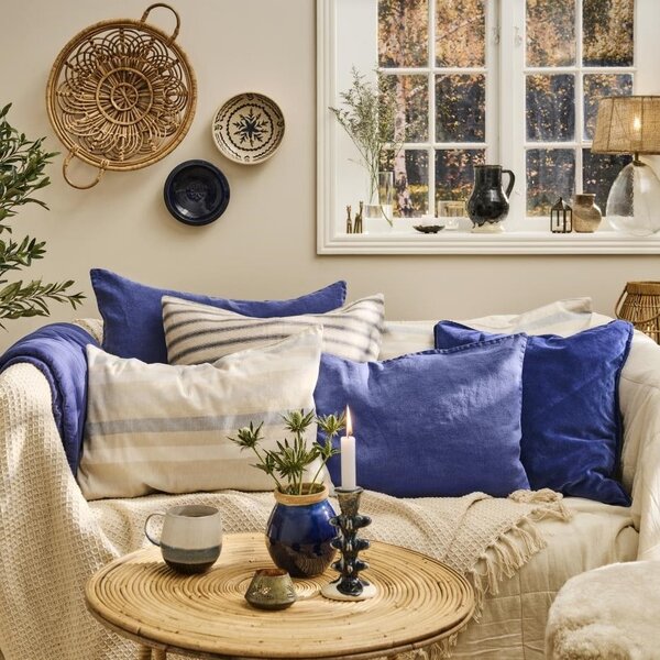 Ľanový poťah na vankúš Indigo 50 × 70 cm