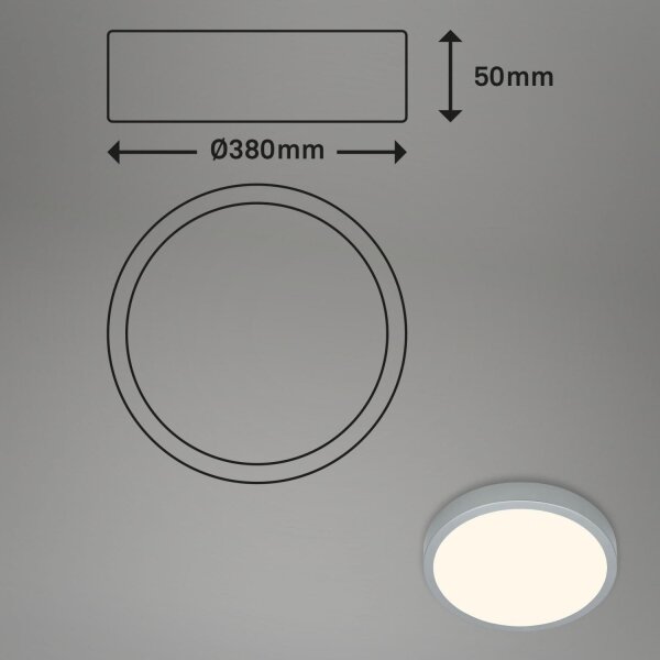 Briloner 3703-014-LED Stropné svietidlo RUNA LED/24W/230V 3000K pr.38 cm strieborná