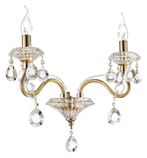 Ideal Lux - Krištáľová nástenná lampa NEGRESCO 2xE14/28W/230V zlatá