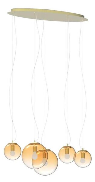 Ideal Lux - Luster na lanku MAPA 5xE27/42W/230V zlatá/dymová