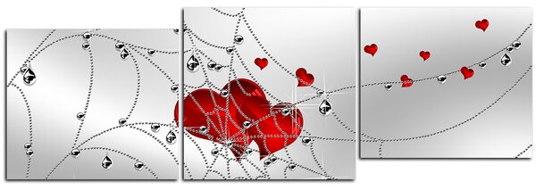Obraz na plátne - Srdce v striebornej pavučine - panoráma 578D (90x30 cm)