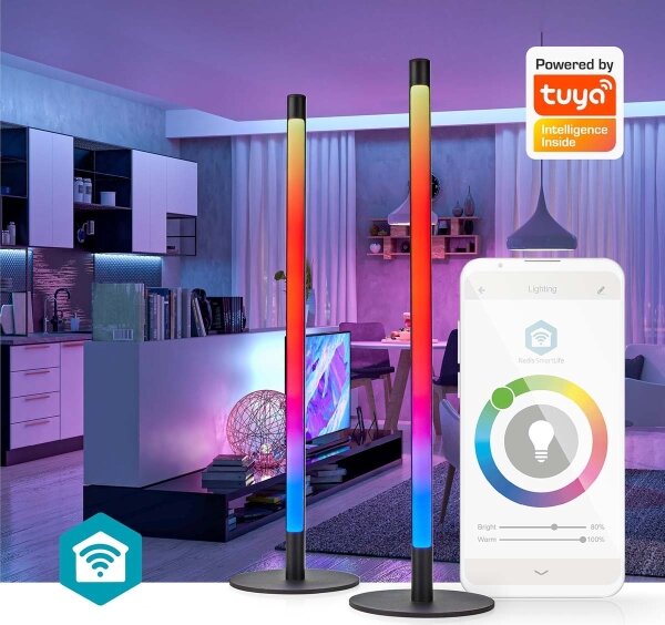 Nedis WIFILD10RGBW-SADA 2xLED RGBIC Stm. stolná lampa LED/36W/230V 2700-6500K+DO