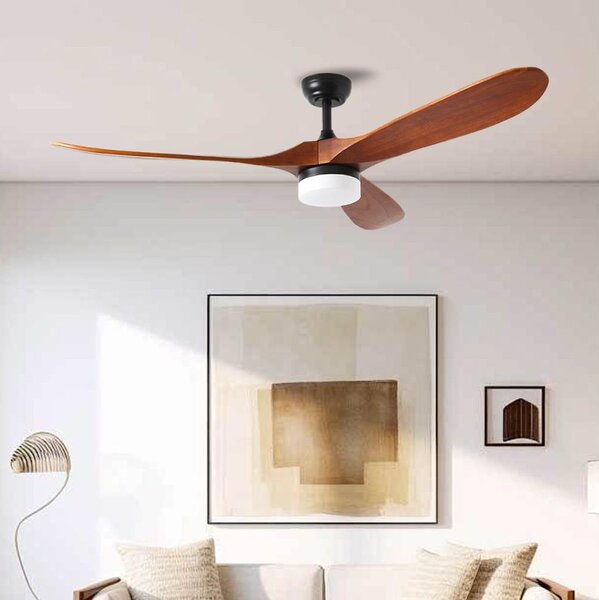 ZEVENTI - LED stropný ventilátor GINOSA LED/18W/230V Wi-Fi Tuya čierny/dub + DO