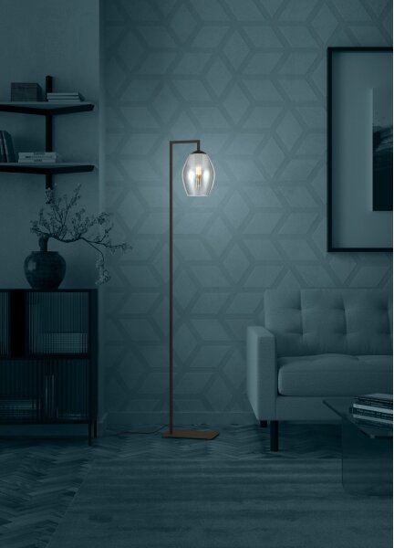 Eglo 390256 - Stojacia lampa ESTANYS 1xE27/40W/230V dymová