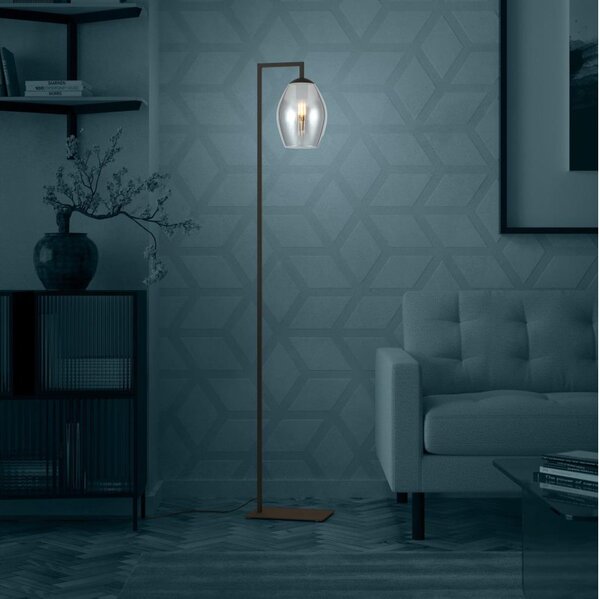 Eglo 390256 - Stojacia lampa ESTANYS 1xE27/40W/230V dymová
