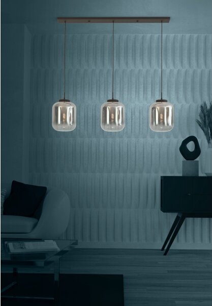 Eglo 390104 - Luster na lanku BULCIAGO 3xE27/40W/230V dymová