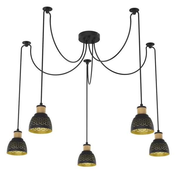 Prezent 27525 - Luster na lanku MESCALA 5xE14/40W/230V pavúk čierna