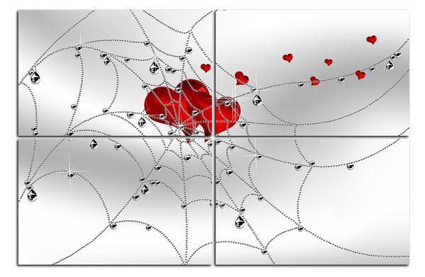 Obraz na plátne - Srdce v striebornej pavučine 178D (90x60 cm)
