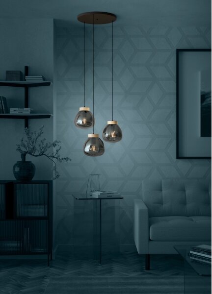 Eglo 390319 - Luster na lanku MAGACELA 3xE27/40W/230V dymová