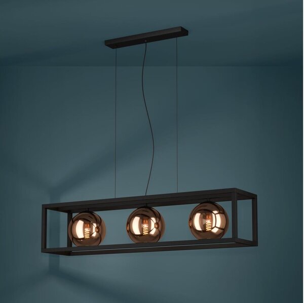 Eglo 390091 - Luster na lanku CORDOBA 3xE27/40W/230V medená/čierna