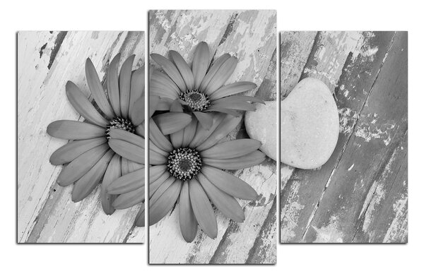 Obraz na plátne - Kvety a kamenné srdce 183QC (90x60 cm)