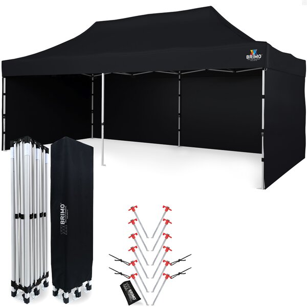 BRIMO Párty stan 3x6m - s 3 stenami - Čierna