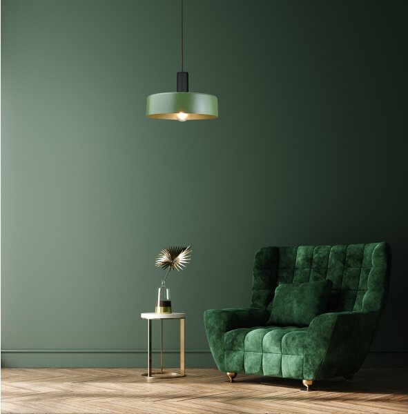 Luster na lanku HAKI 1xE27/60W/230V zelená/čierna