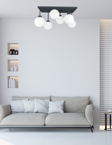 Prisadený luster DEA 6xE14/60W/230V čierna/biela