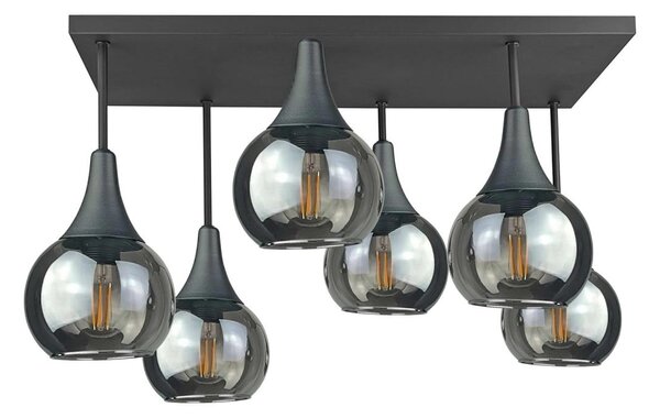 Prisadený luster SOMA 6xE27/60W/230V čierna/dymová čierna