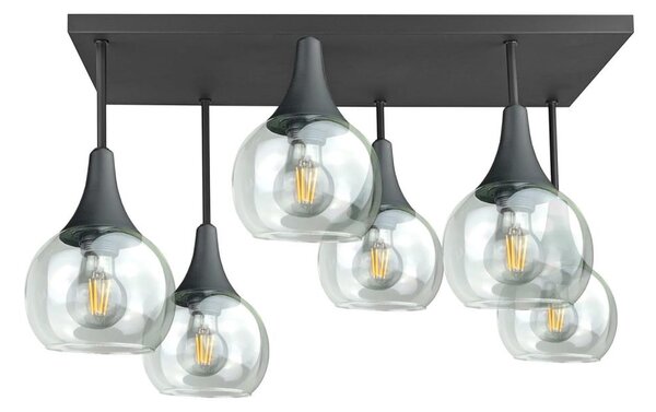 Prisadený luster SOMA 6xE27/60W/230V čierna/číra