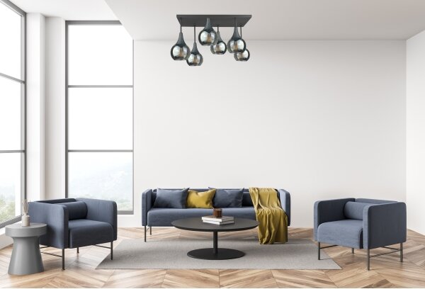 Prisadený luster SOMA 6xE27/60W/230V čierna/dymová čierna