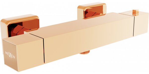 Mexen Cube, termostatická sprchová batéria so spodným 1/2" pripojením sprchy, ružové zlato, 77200-60
