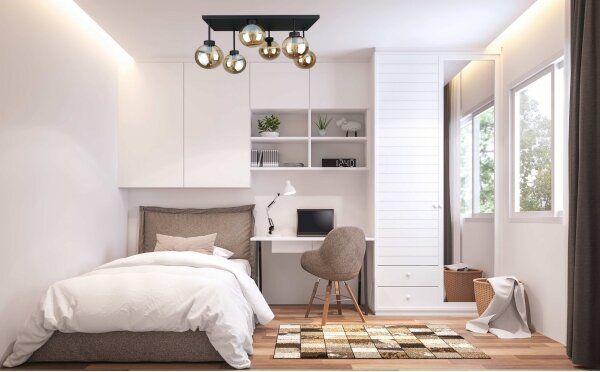 Prisadený luster DEA 6xE14/60W/230V čierna/dymová béžová
