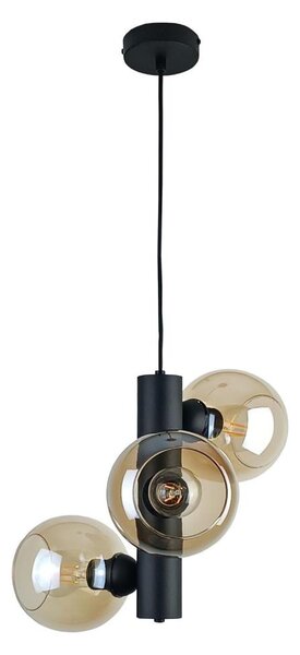Luster na lanku TUBE 3xE27/60W/230V čierna/dymová béžová