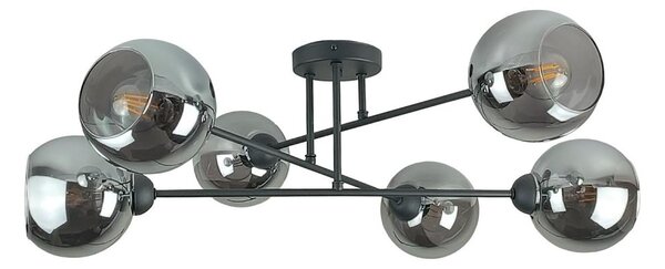 Luster na tyči VASCO 6xE27/60W/230V čierna/dymová čierna