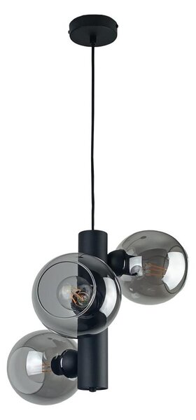 Luster na lanku TUBE 3xE27/60W/230V čierna/dymová čierna