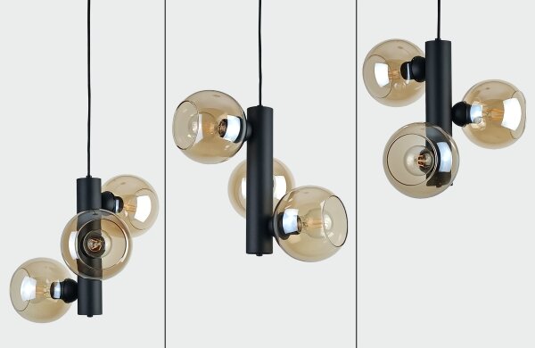 Luster na lanku TUBE 3xE27/60W/230V čierna/dymová béžová