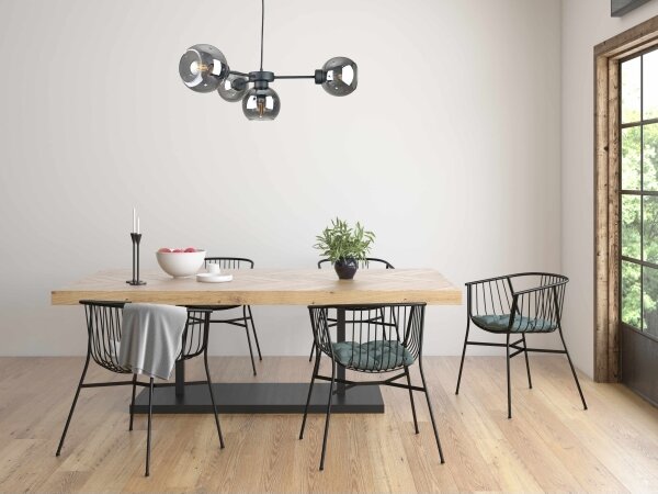 Luster na lanku KALIOPE 4xE27/60W/230V čierna/dymová čierna