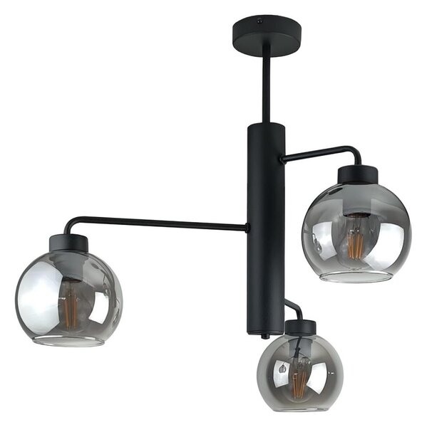 Luster na tyči FLEX 3xE27/60W/230V čierna/dymová čierna