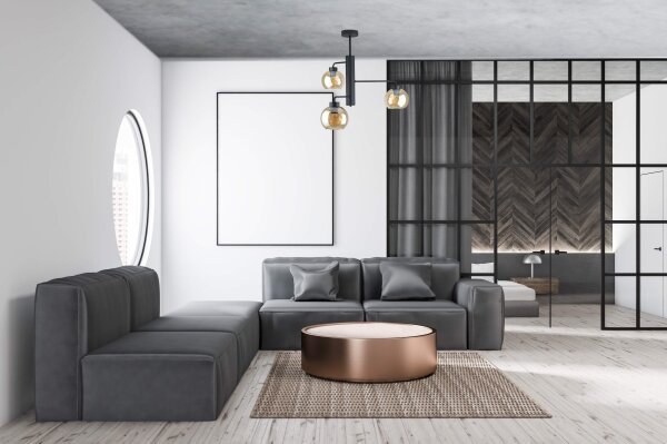 Luster na tyči FLEX 3xE27/60W/230V čierna/dymová béžová