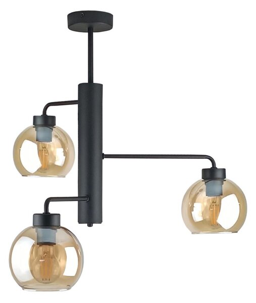 Luster na tyči FLEX 3xE27/60W/230V čierna/dymová béžová
