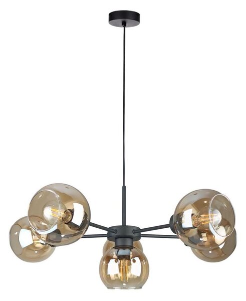 Luster na lanku KALIOPE 6xE27/60W/230V čierna/dymová béžová