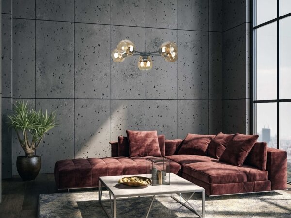 Luster na lanku KALIOPE 6xE27/60W/230V čierna/dymová béžová