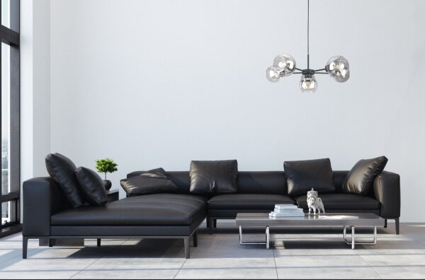 Luster na lanku KALIOPE 6xE27/60W/230V čierna/číra