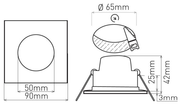 LED kúpeľňové zapustené svietidlo BONO LED/5W/230V 3000K IP65 čierne