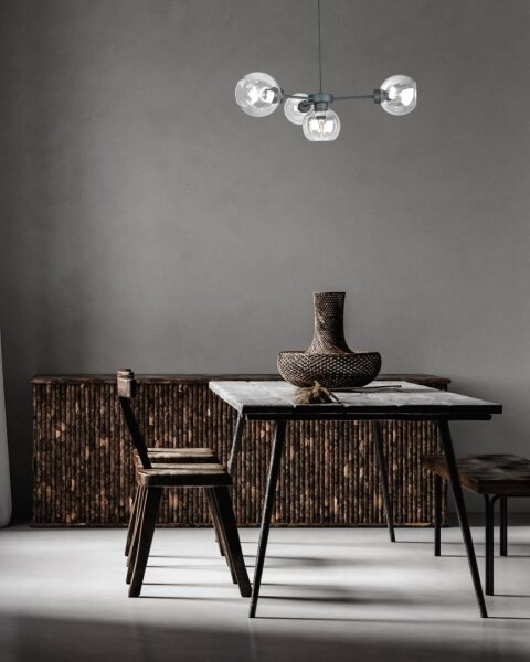 Luster na lanku KALIOPE 4xE27/60W/230V čierna/číra