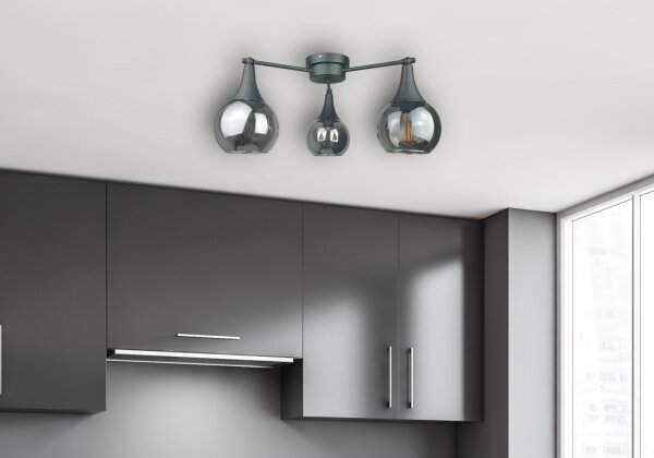 Prisadený luster STAR 3xE27/60W/230V čierna/dymová čierna