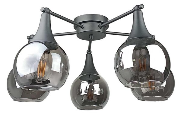 Prisadený luster STAR 5xE27/60W/230V čierna/dymová čierna