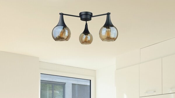 Prisadený luster STAR 3xE27/60W/230V čierna/dymová béžová