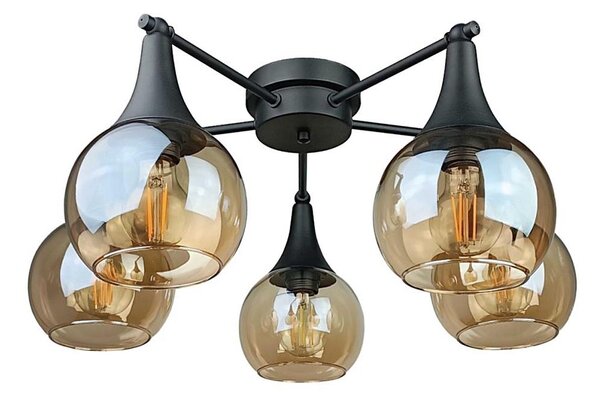 Prisadený luster STAR 5xE27/60W/230V čierna/dymová béžová