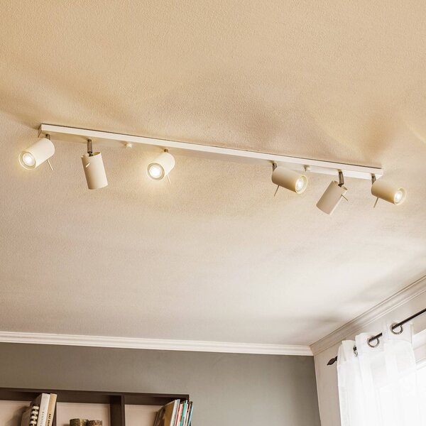 SOLLUX LIGHTING Stropné bodové svetlá Round, biele, 6-plameňové lineárne, Biela / opálová, Obývacia izba / jedáleň, kov, Moderný, Stropné svetlo