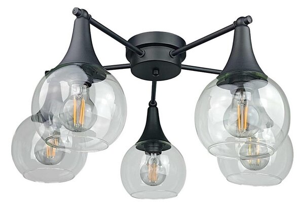 Prisadený luster STAR 5xE27/60W/230V čierna/číra